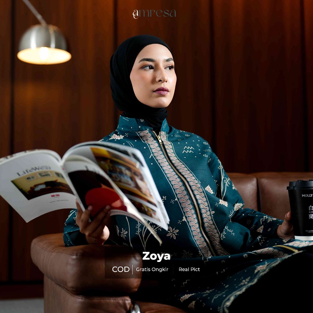 Zoya Atasan Batik Tunik branded By Amresa - Atasan Tunik Batik Premium Bahan Katun Nyaman Asli Solo 