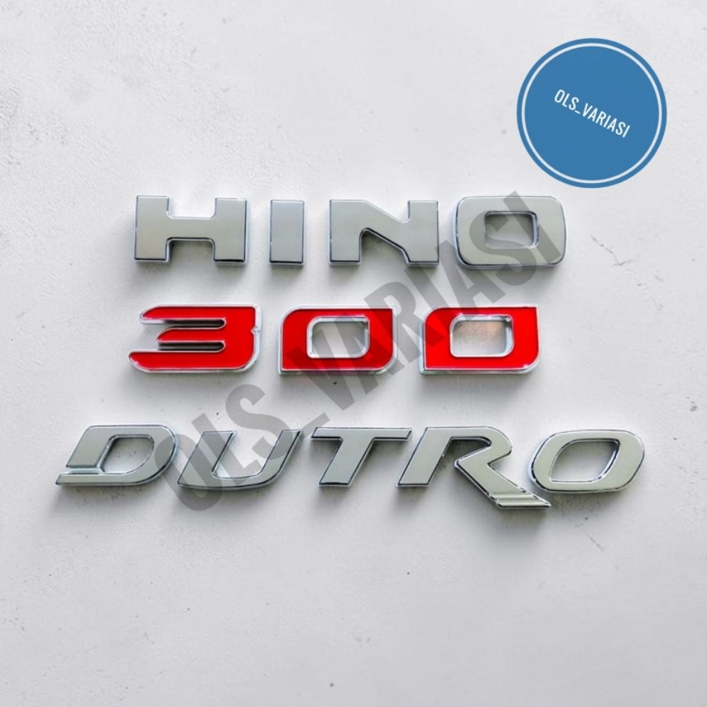 Emblem logo tulisan timbul hino 300 dutro / emblem logo hino 300 dutro / emblem hino 300 / logo dutr