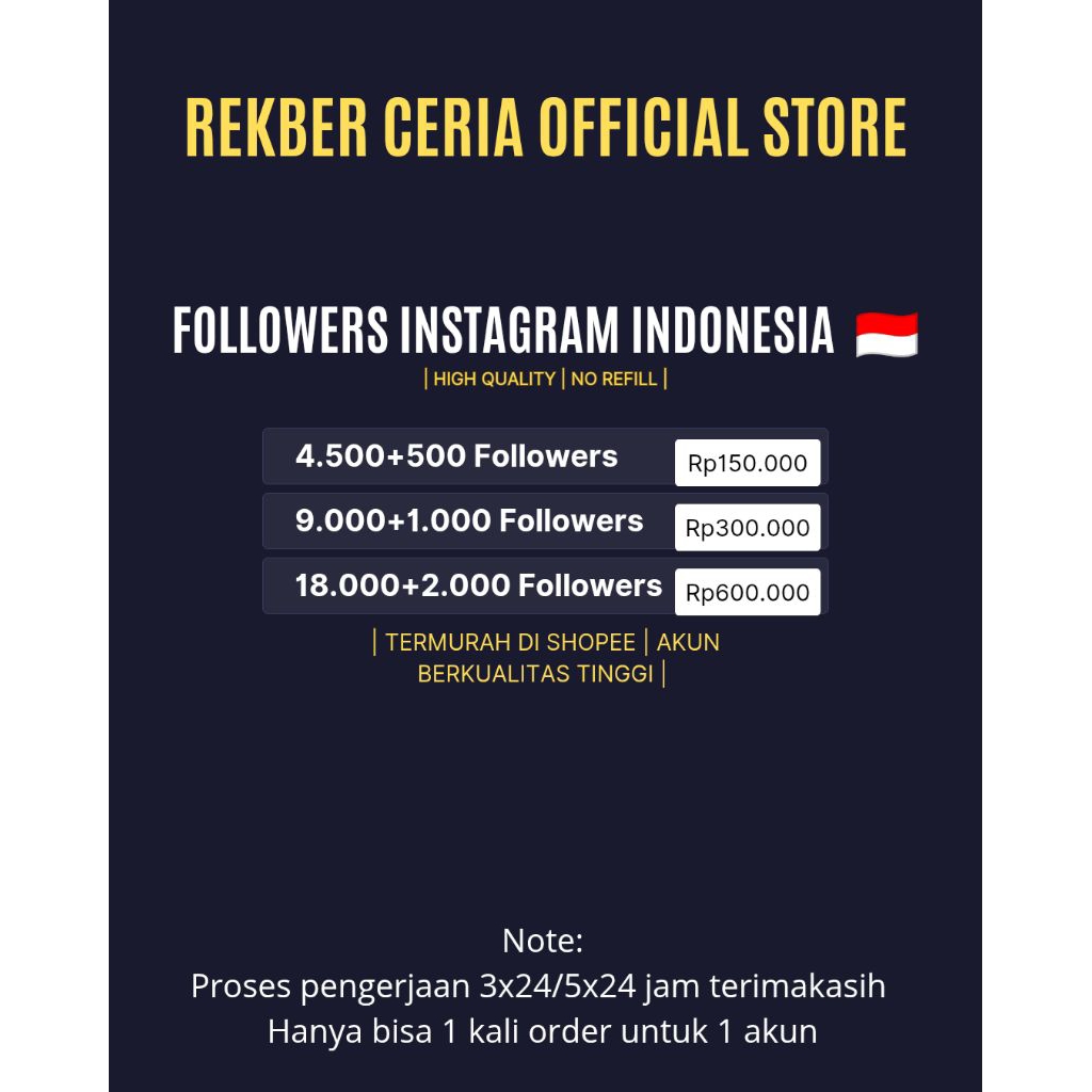 Jasa Tambah Followers Instagram Indonesia - Real & High Quality - Termurah di Shopee