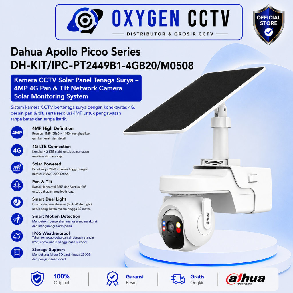 Dahua Apollo Picoo Series DH-KIT/IPC-PT2449B1-4GB20/M0508 | Kamera CCTV Solar Panel Tenaga Surya – 4