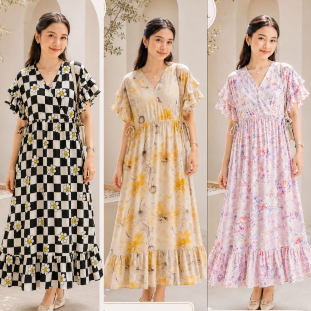Dress Kimono Sesilia Motif Bunga//Dress Wanita//Daster Kekinian