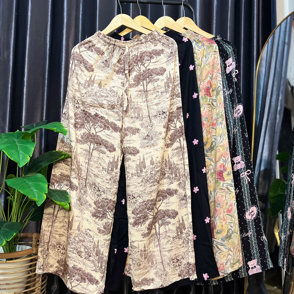 Nareswari klamby Celana Kulot Tali Serut Celana Kulot Jumbo Rayon Viscose Unisex