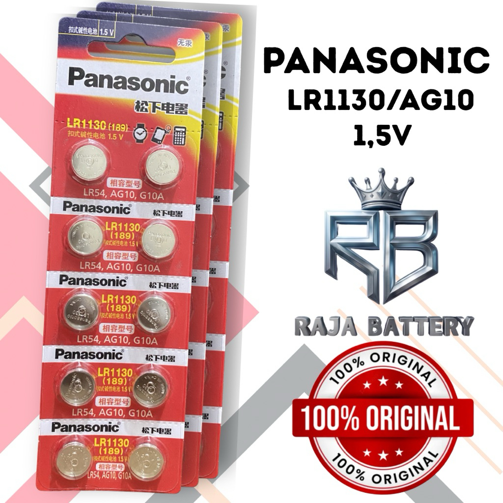 Baterai Kancing Panasonic LR1130 AG10 LR54 1.5V Original Kalkulator Jam