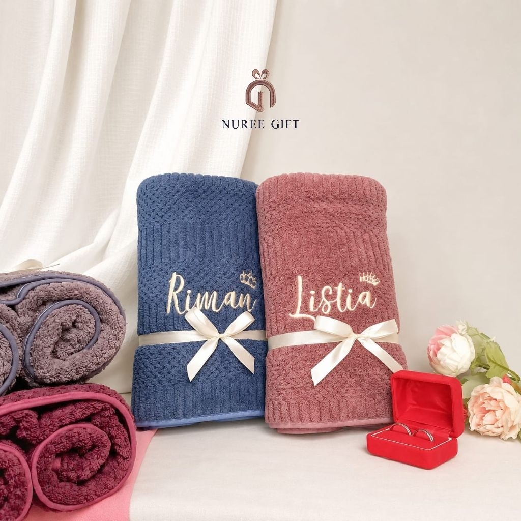 Handuk Bordir Custom Nama/Hampers Wedding/Handuk Couple FREE Bordir Nama