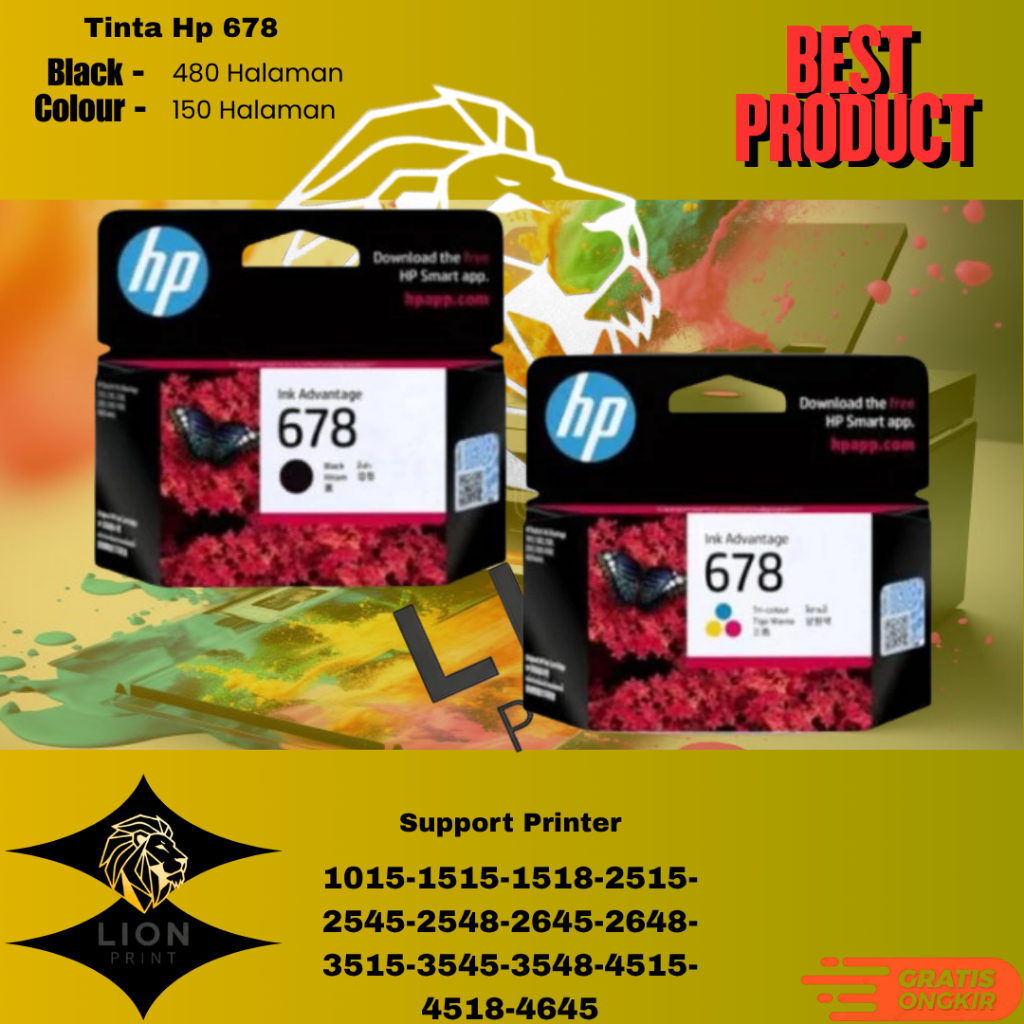 Tinta Printer Cartridge HP 678 Color Black CZ108AA Print HP Deskjet 1515 2515 2545 4515