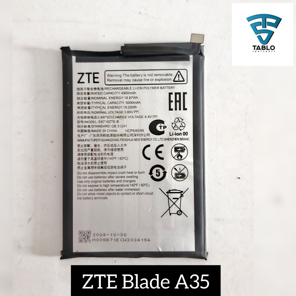 baterai ZTE Blade A35 E6718ZTE-B ori copotan hp
