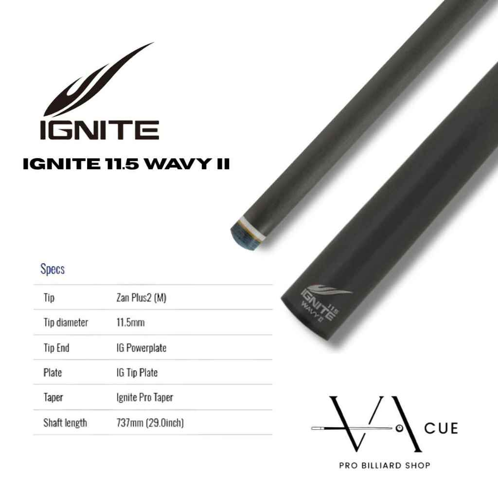 MEZZ IGNITE 11.5 WAVY 2 SHAFT - SHAFT STIK BILLIARD MEZZ IGNITE 11.5 WAVY 2 JOINT ( SHAFT ONLY )