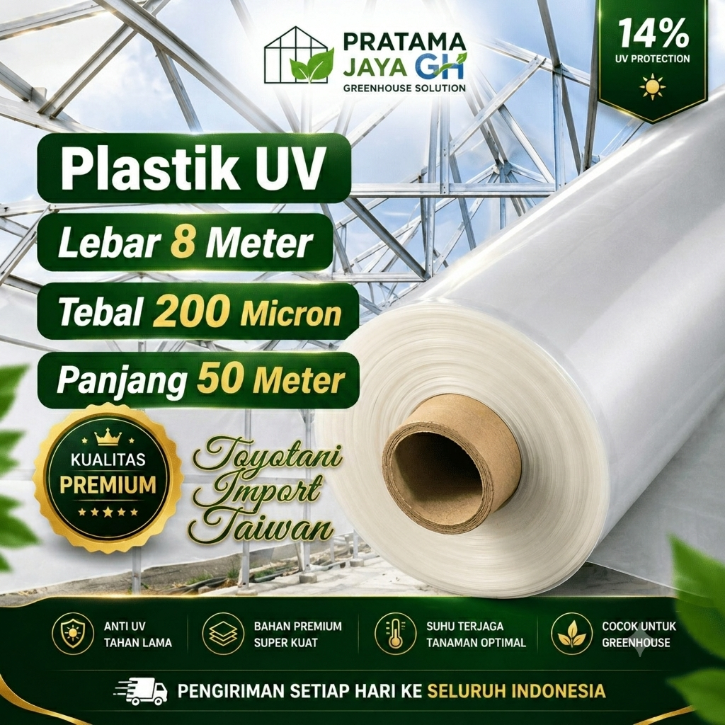 Plastik UV 14%, Uk.8 x 50 meter, Plastik UV Rol,Toyotani Taiwan Import