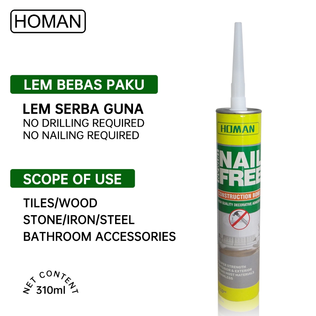 Homan Lem Pengganti Paku Tembok Nail Free Glue Nail Free Glue Lem Baut Lem Super Kuat Lem Paku Lem
