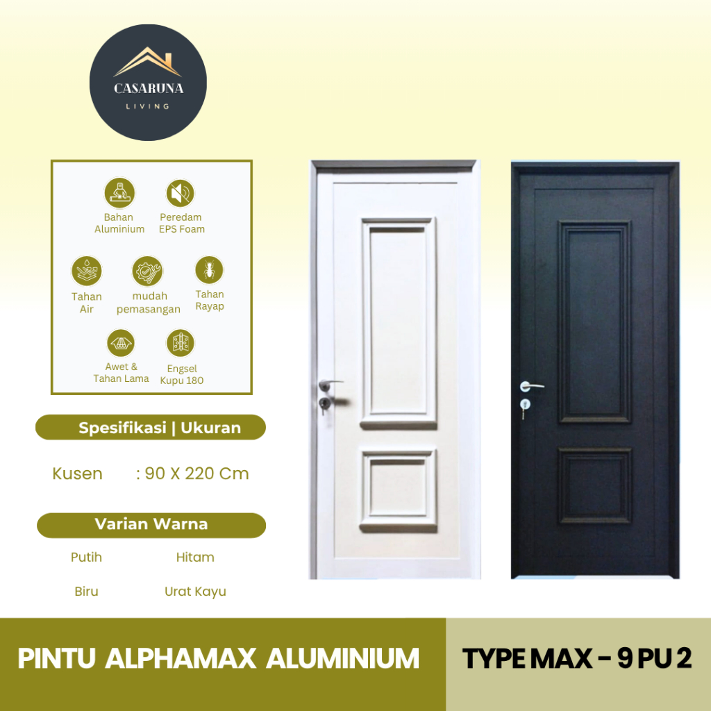 ALPHAMAX type MAX  9 PU-2. pintu alumunium finish good, pintu utama, pintu kamar moderen