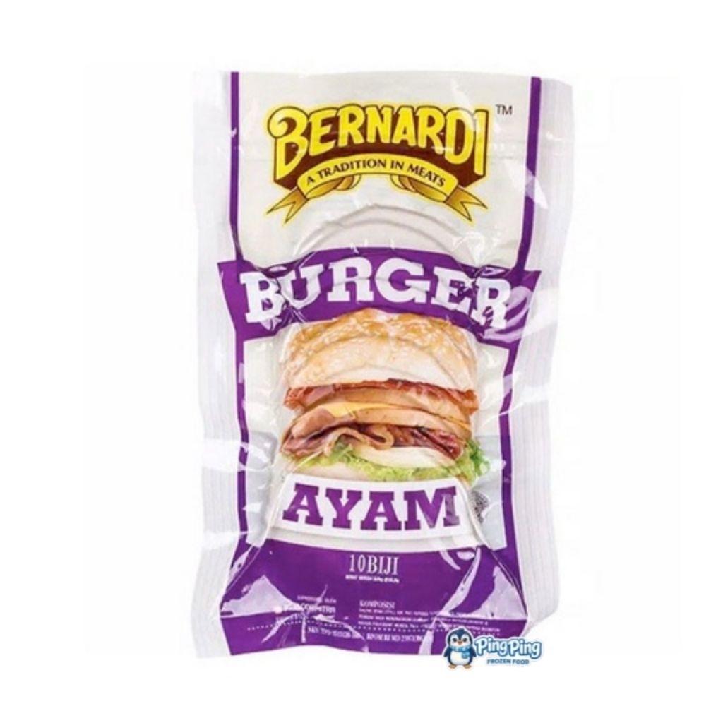 BERNARDI Burger Ayam 10bj VC Olahan Daging Ayam Soked Chicken Frozen Food Halal Surabaya