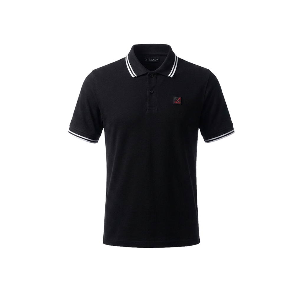 X - LAND Kaus Polo Strip Putih - Yoskai Black