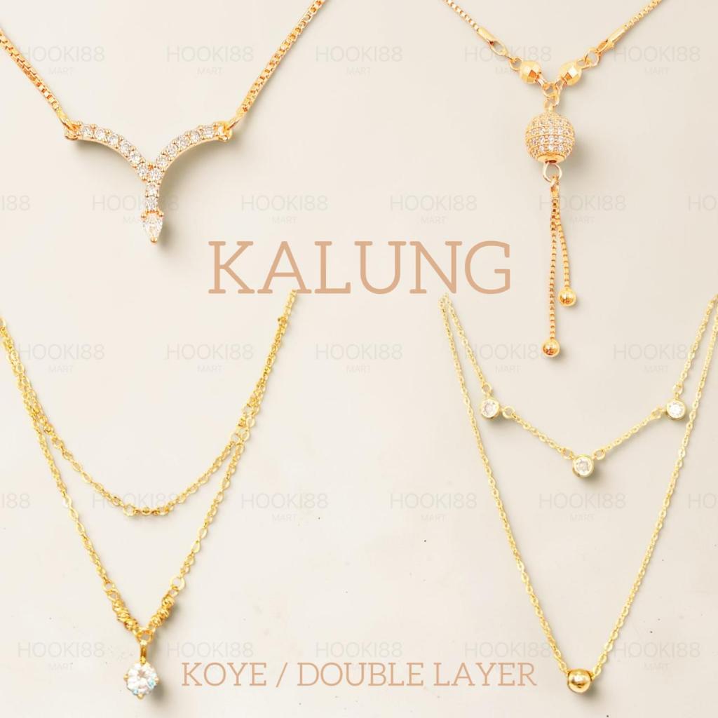 HK COD Kalung Koye  / Double Layer Wanita Titanium Aksesoris Wanita Anti Karat Xuping Korea