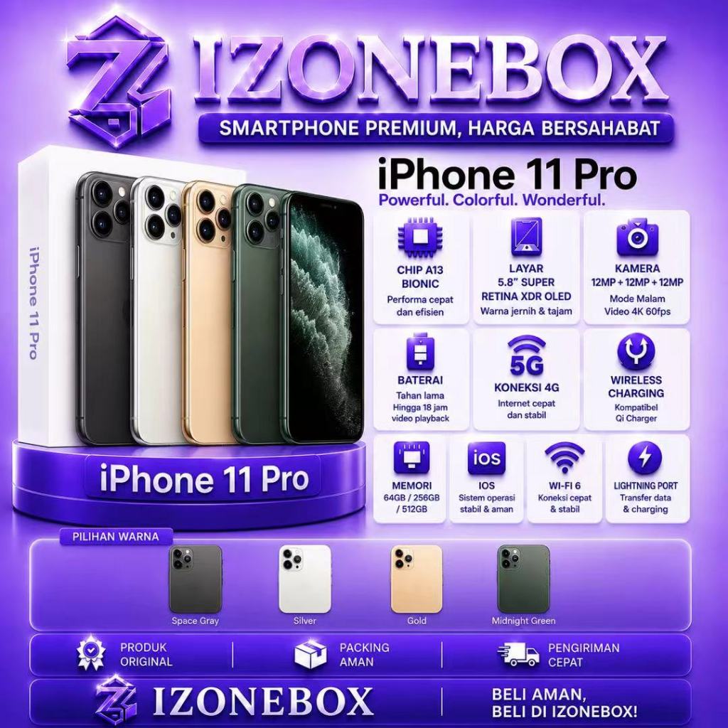 IP 11 Pro Second inter 128GB/256GB Original Bergaransi