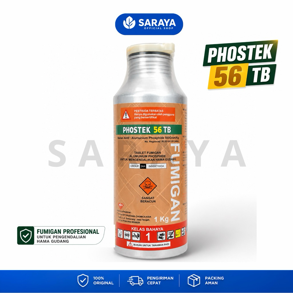 Phostek 56 TB EXP 2029 Obat Fumigasi Kutu Beras Jagung Tepung Fumigan  Pengendali Hama Gudang 334 ta