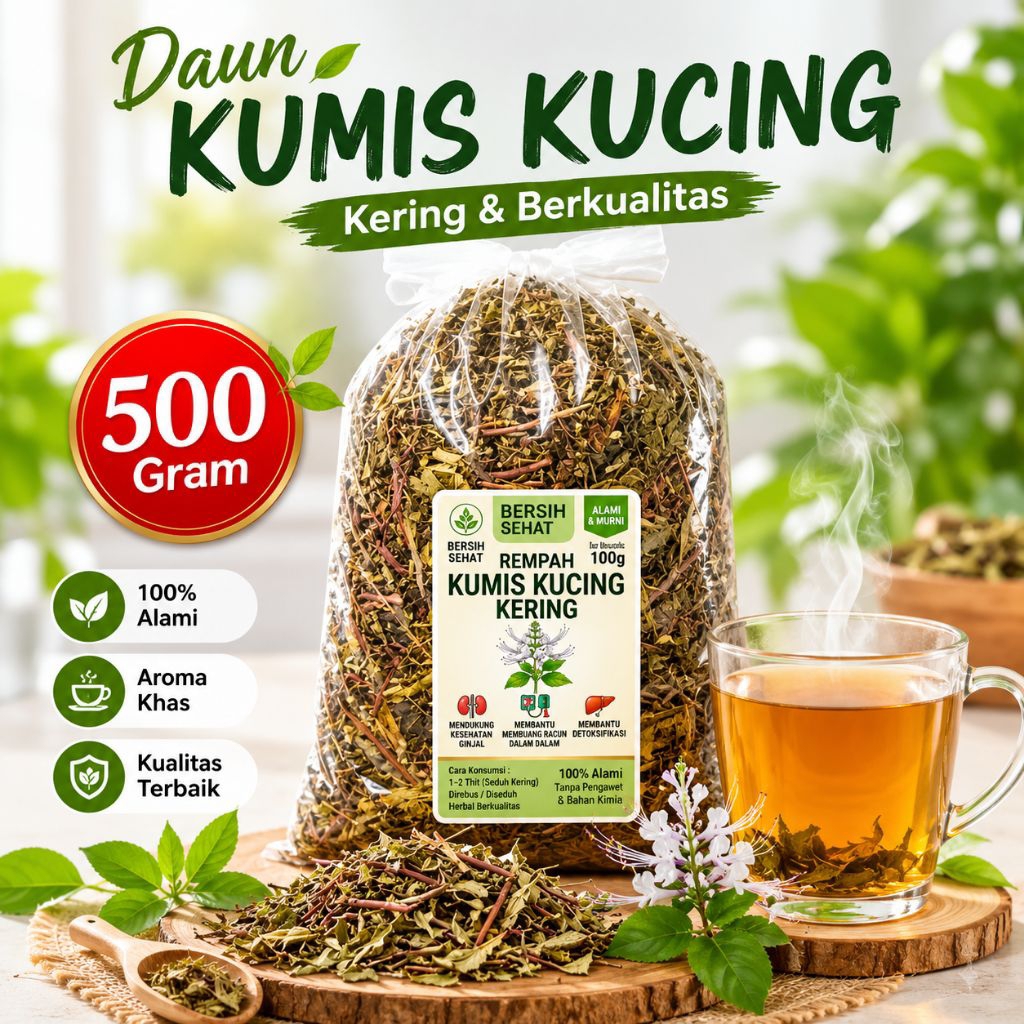 Daun kumis kucing 1 kg  - kumis kucing - wedang kumis kucing - kumis kucing herbal - original kumis 