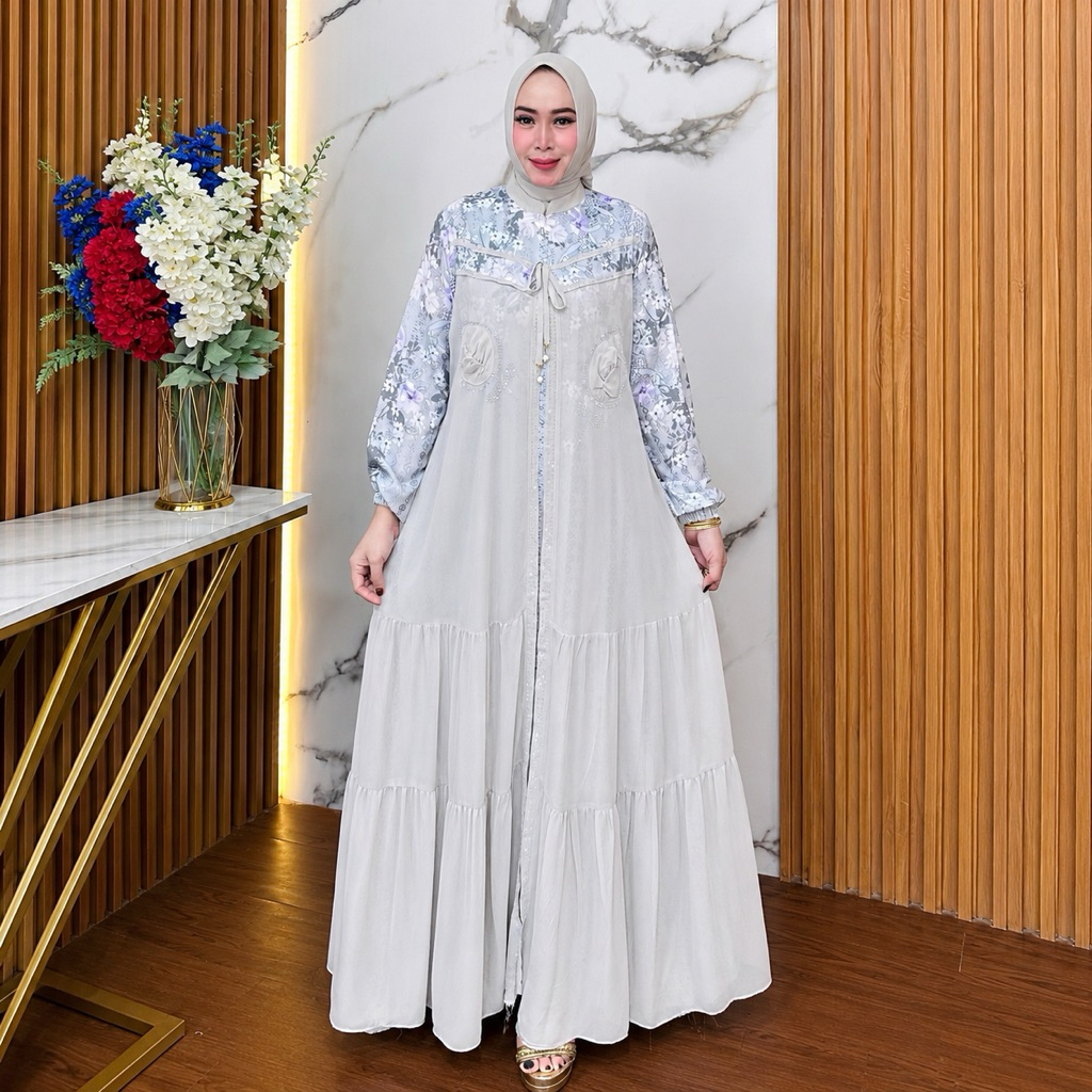 Virgo - Kina Series Dress/Gamis Pesta Bahan Lionel Richie Kombinasi Ceruty Babydoll