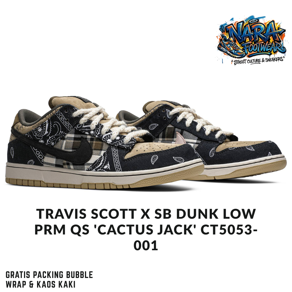 Sepatu SB Dunk Low PRM QS 'Cactus Jack' x Travis Scott CT5053-001 Sneakers Unisex