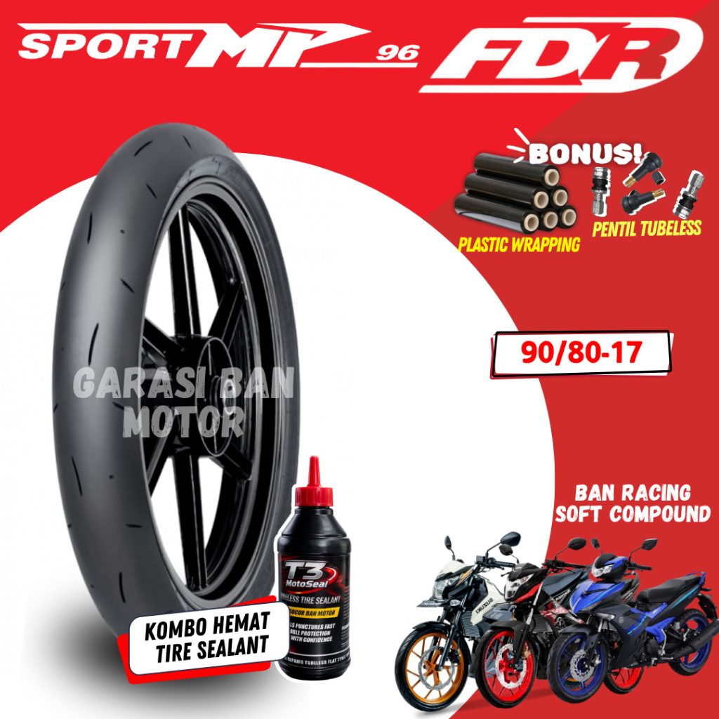 (READY STOCK COD) BAN FDR SPORT MP96 / BAN FDR SOFT COMPOUND MP96 ( 90/80-17 ) BAN TUBELESS RACING B