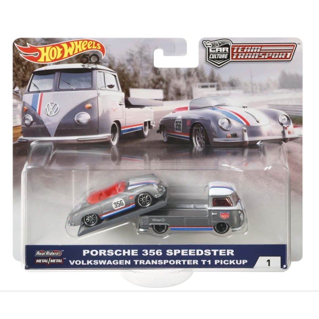 Hot Wheels Team Transport PORSCHE 356 SPEEDSTER VOLKSWAGEN TRANSPORTER T1 PICKUP