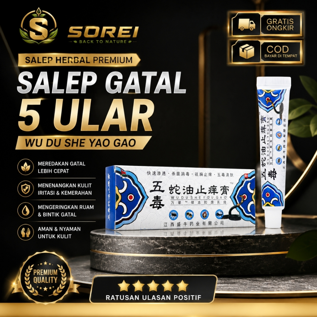 SALEP GATAL 5 ULAR Wu Du She Yao Gao Salep Anti Gatal Herbal Pereda Iritasi Kulit Ruam Kemerahan Gat