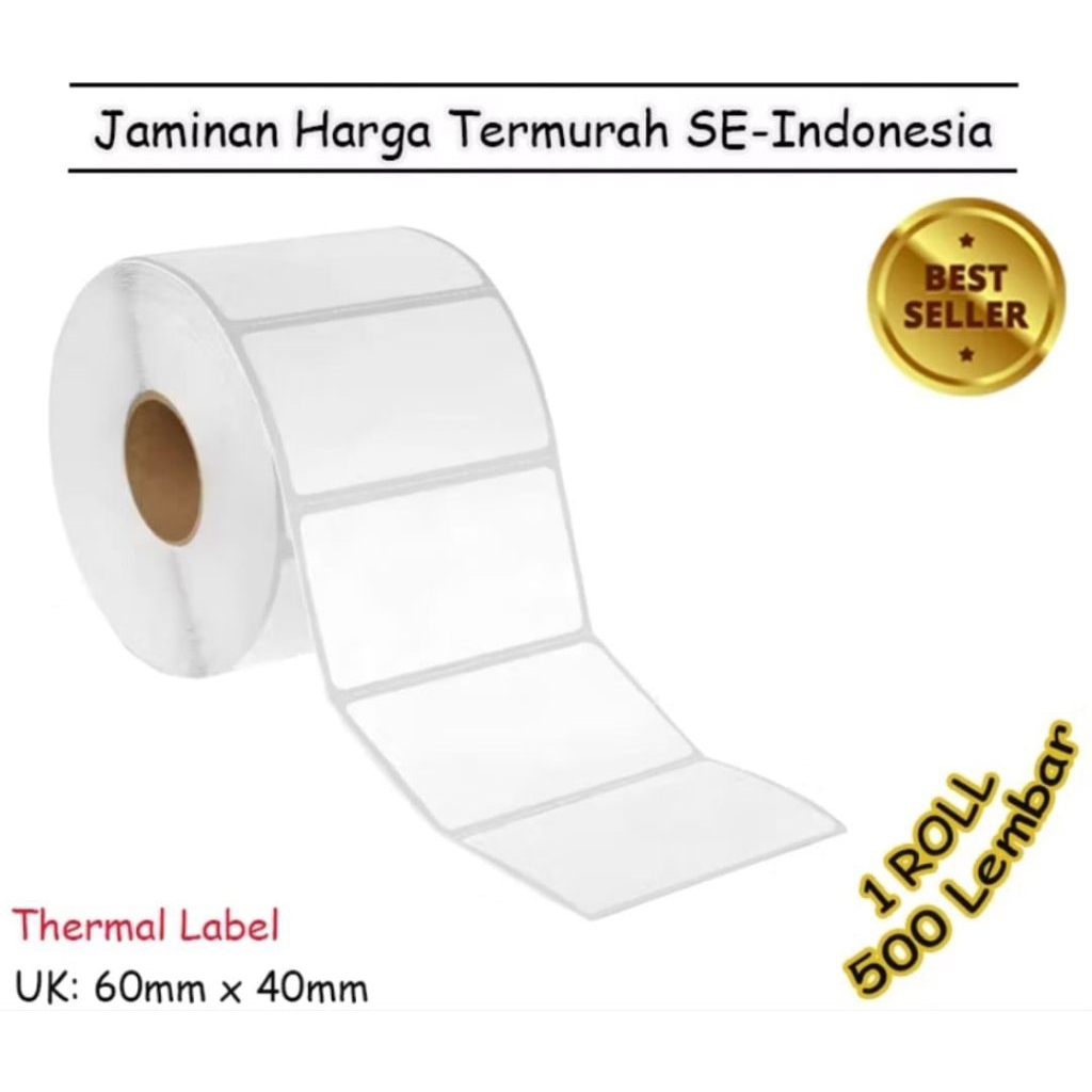 Thermal Sticker Label Barcode 60 x 40 Label Barcode Olshop Resi Pengiriman 60x40 mm isi 500 Lembar