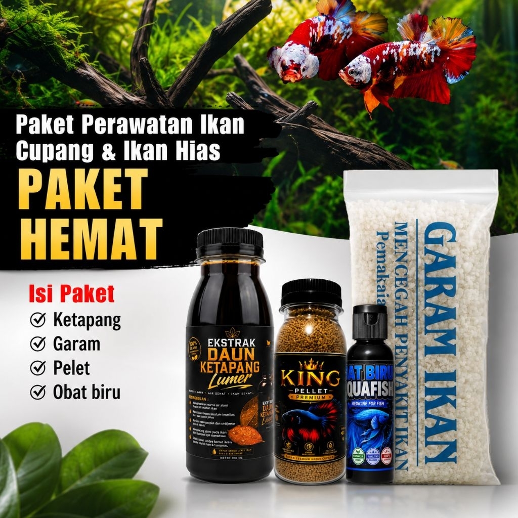 Paket Hemat Perawatan Ikan Cupang, Guppy, Glowfish, Lengkap - hemat murah berkualitas