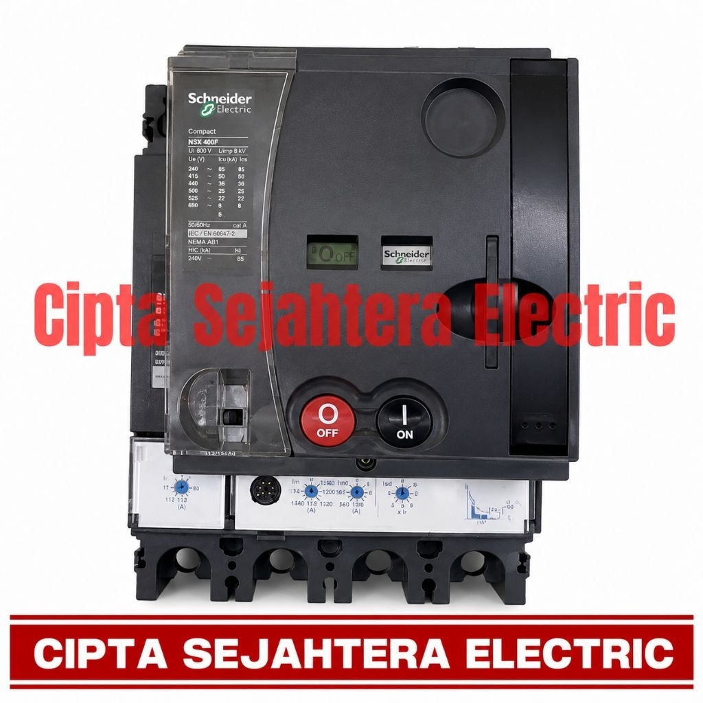 mccb Schneider NSX400F 3P 400A + motorized UVT Aux original
