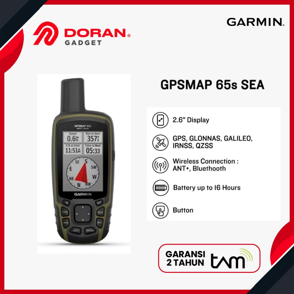 Garmin GPS MAP 65s 65 S GPSMAP Handheld New Original Garansi Resmi 2 Tahun