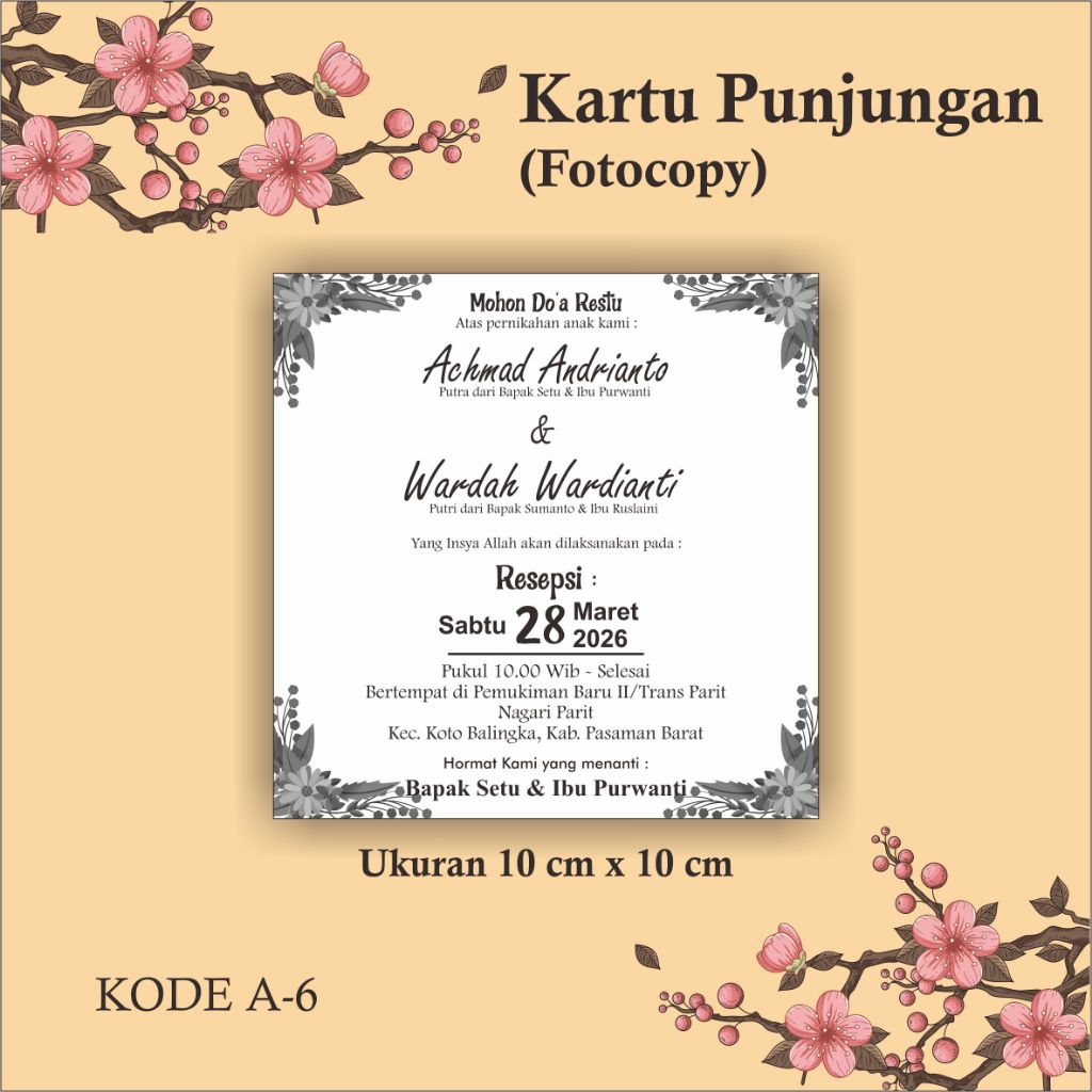 Undangan Punjungan Pernikahan Fotocopy