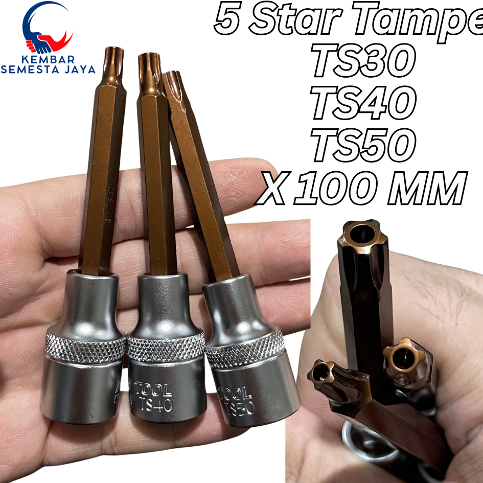 AMERICAN TOOL Star Bit Socket Segi 5 Bintang 5 1/2" TS30 TS4 TS50 X 100 MM PANJANG 10CM Lubang Tampe