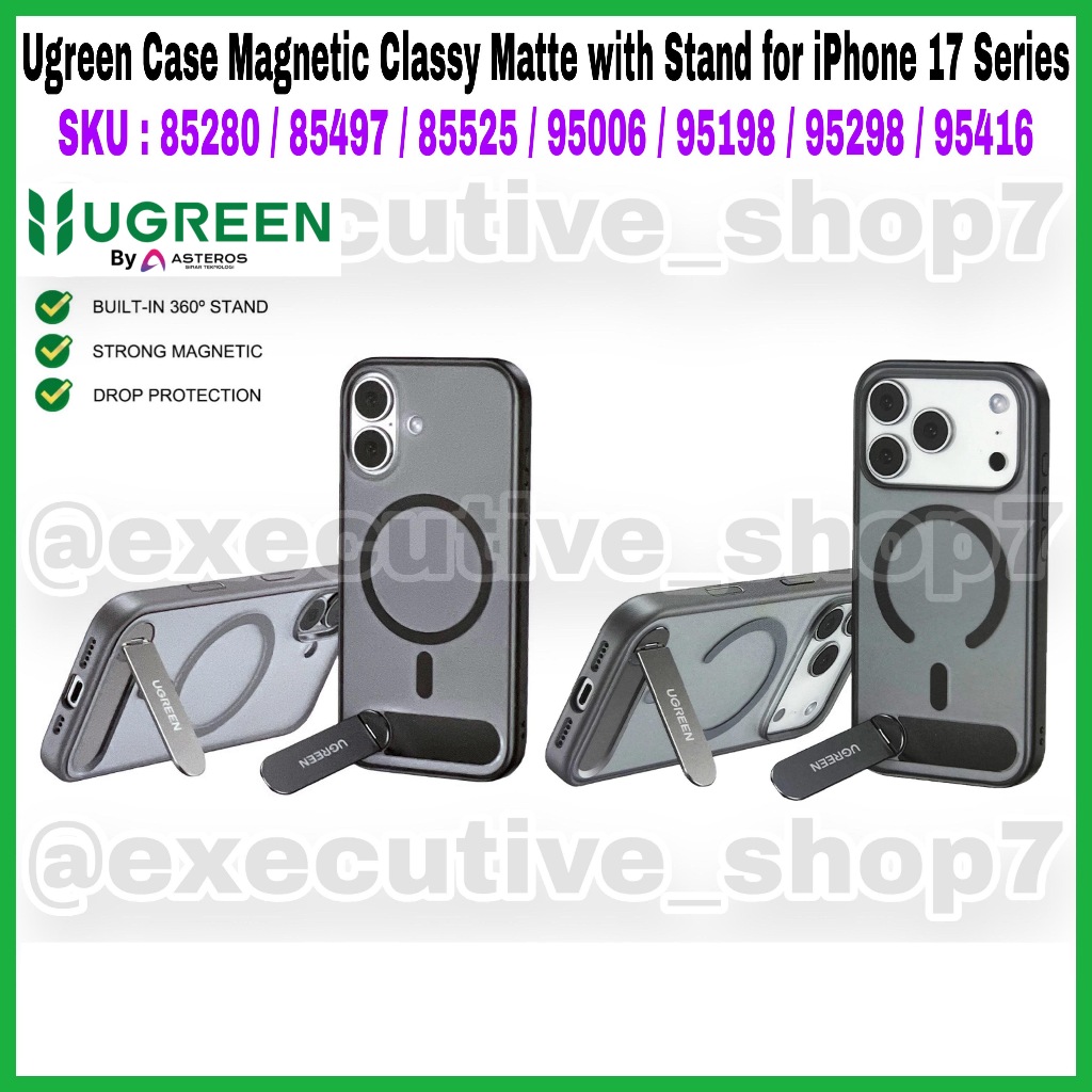 Ugreen Case Magnetic Classy Matte with Stand for iP 17 Series - SKU : 85280 / 85497 / 85525 / 95006 
