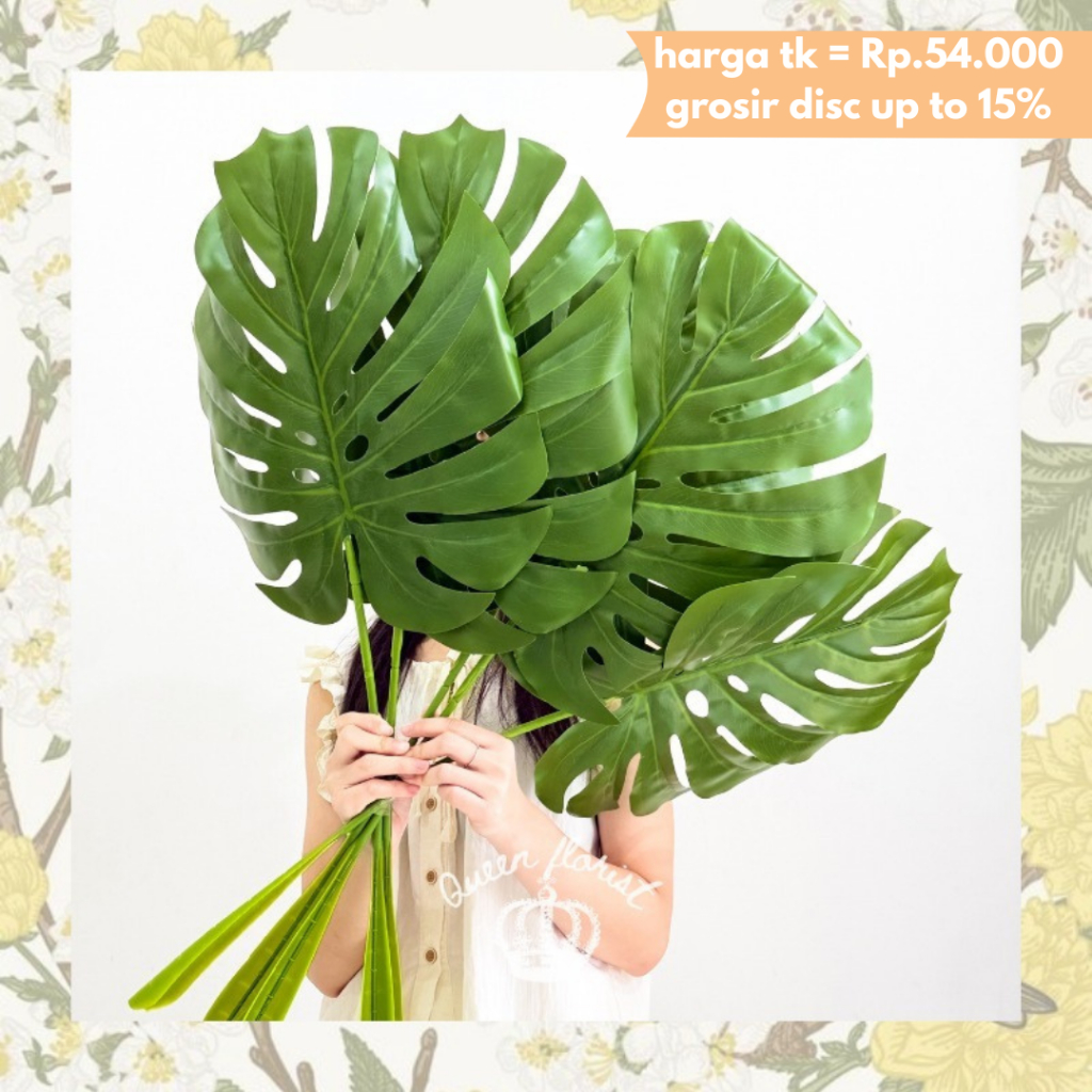 86cm & 60cm BIG MONSTERA OMBRE LATEX Artificial Daun Hias Palsu Ekor Naga Plastik Tanaman Hias Dekor
