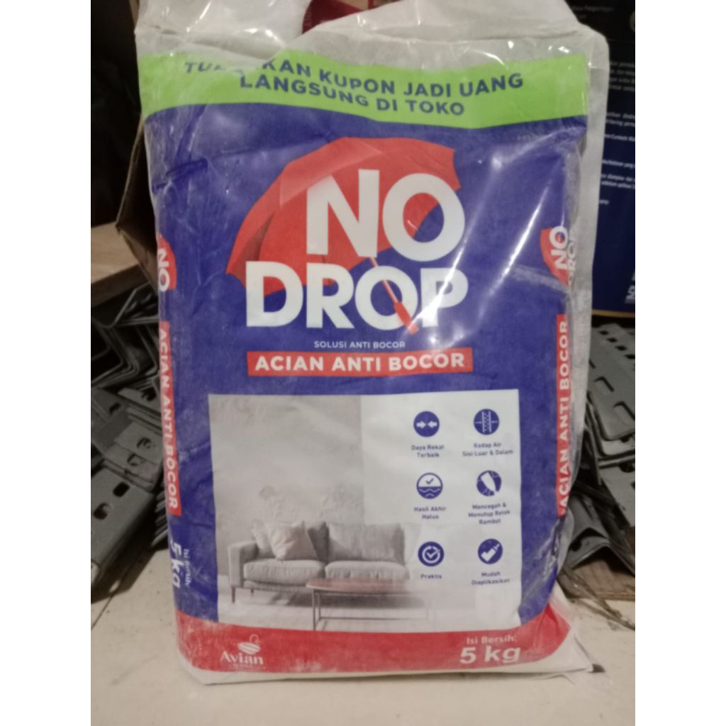 Semen Acian kedap air waterproofing No drop mortal anti bocor eceran 5 kg/No Drop Mortar 5kg