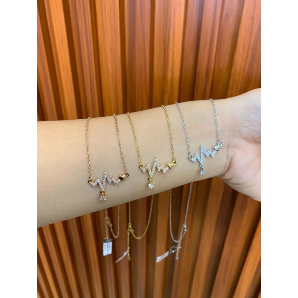 Kalung Titanium Model Detak Jantung Permata