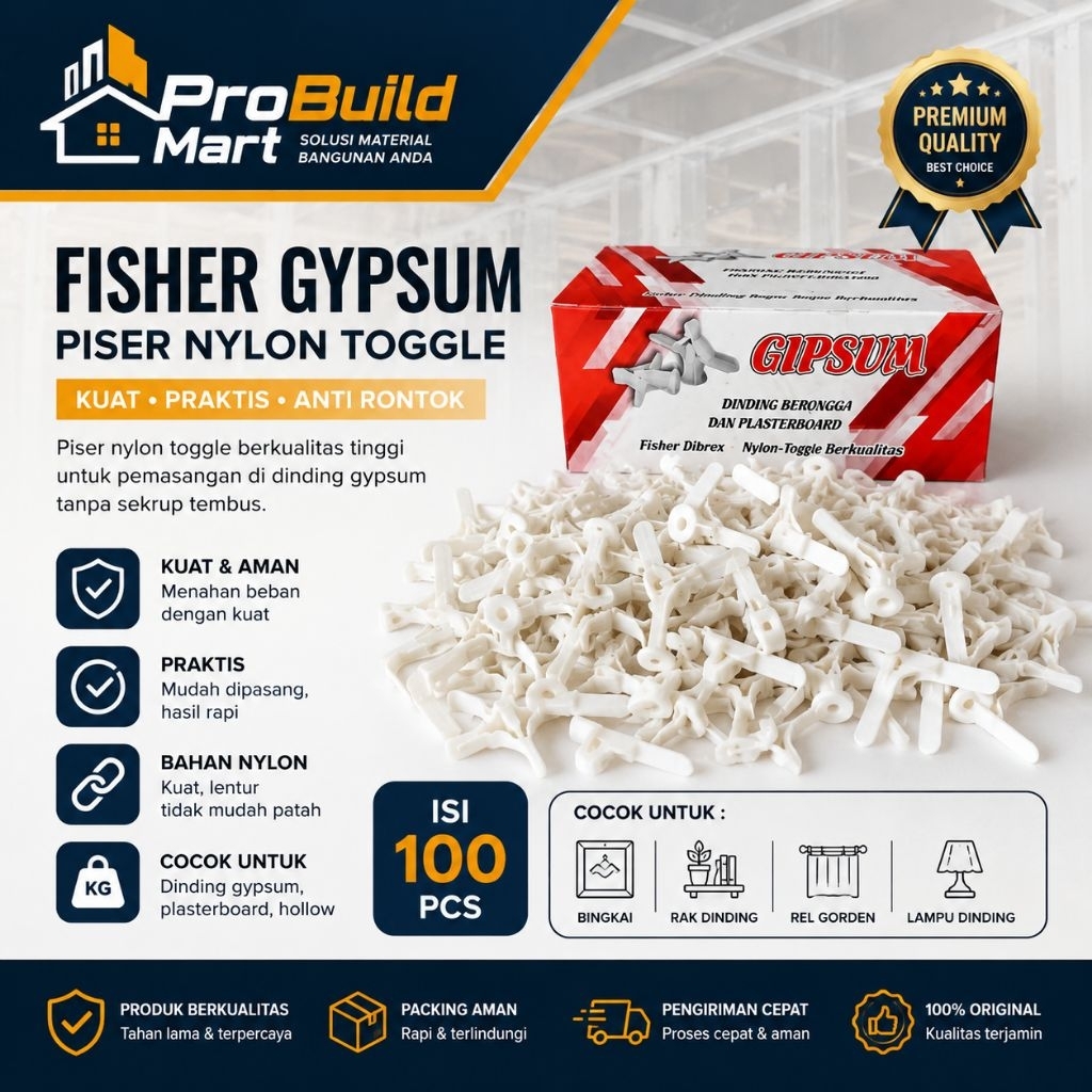 Fisher Gypsum Nylon Toggle / Piser Gypsum Non Sekrup