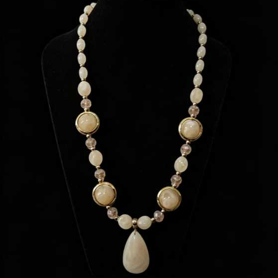 Kalung Wanita Etnik Batu Panjang Aksesoris Fashion