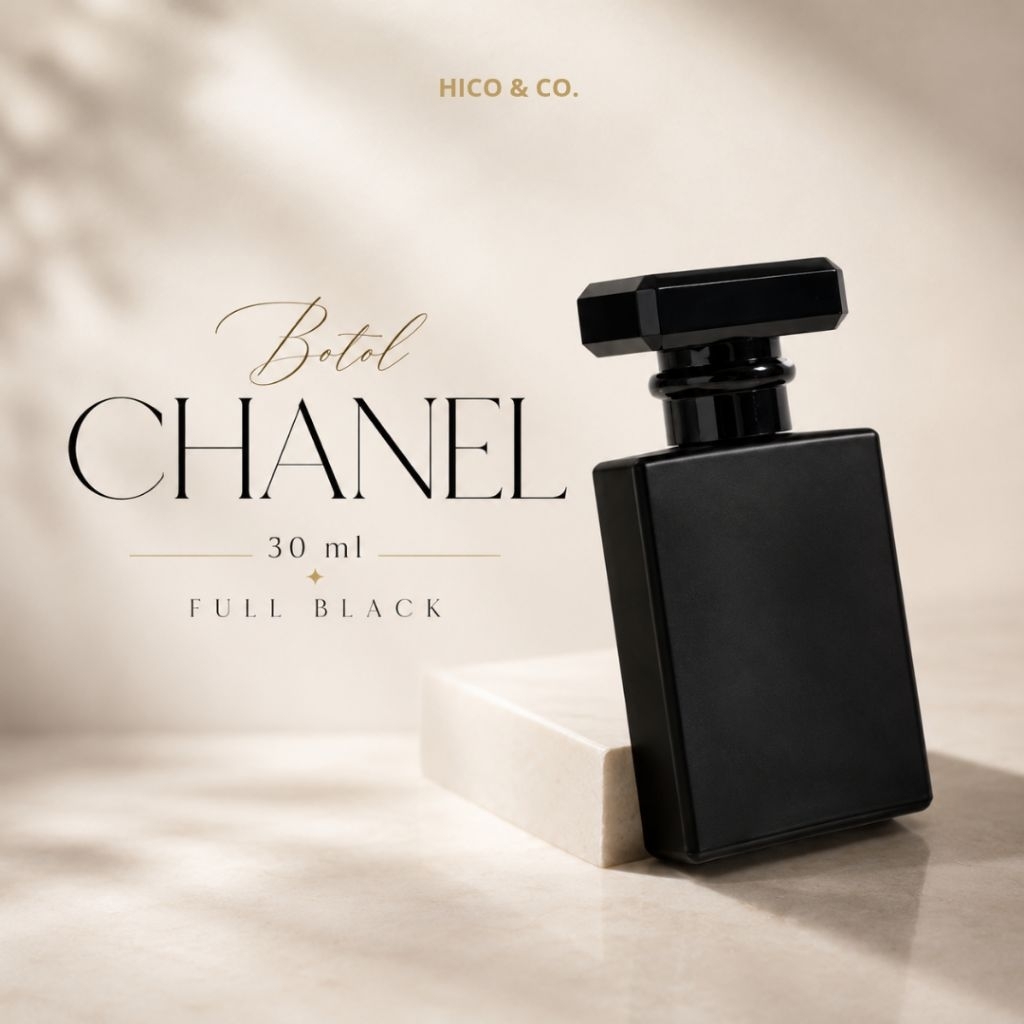 Botol Chanel Putar 30 ml Full Black | Hico & Co.