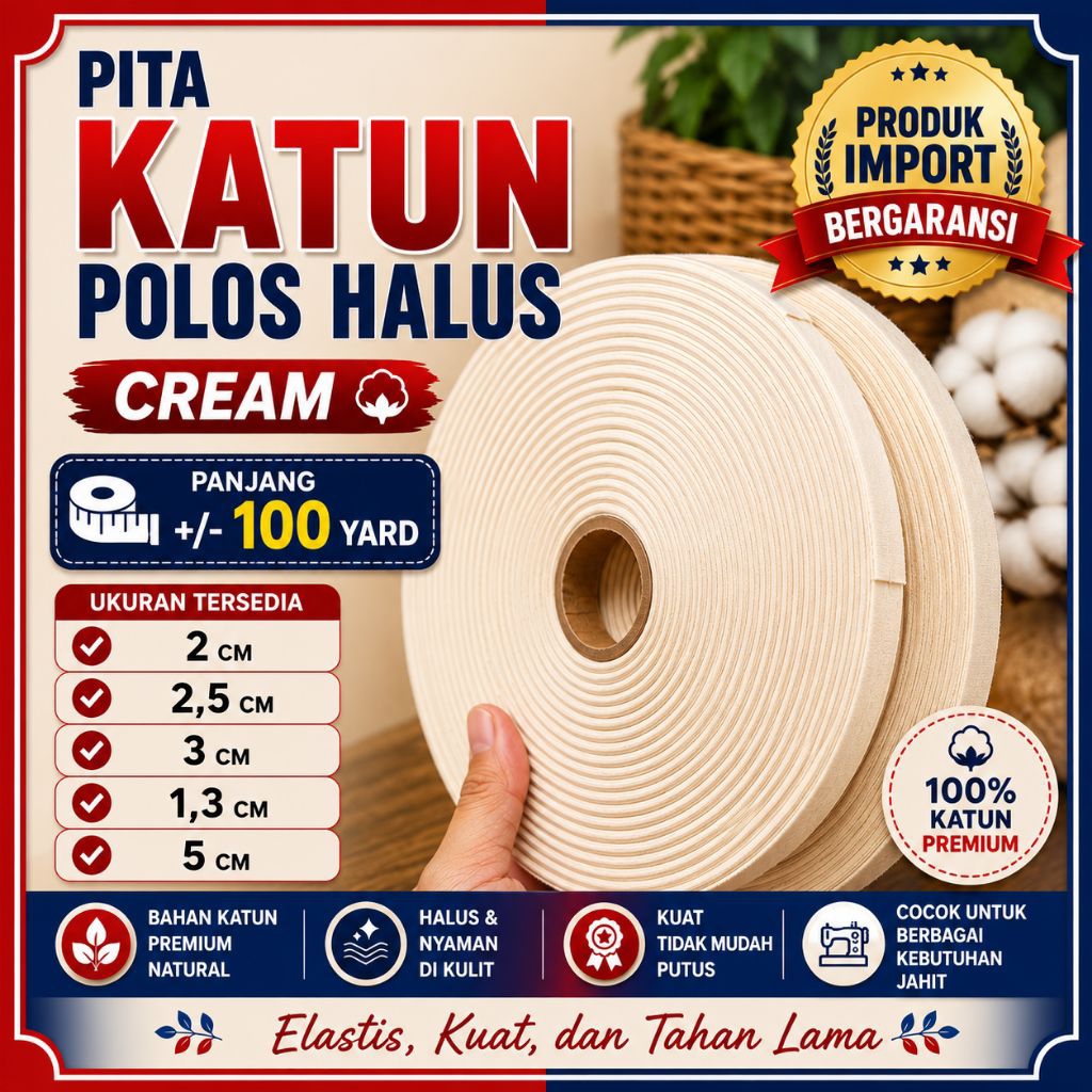 100 METER LABEL KATUN POLOS  BAHAN LABEL PITA KATUN POLOS