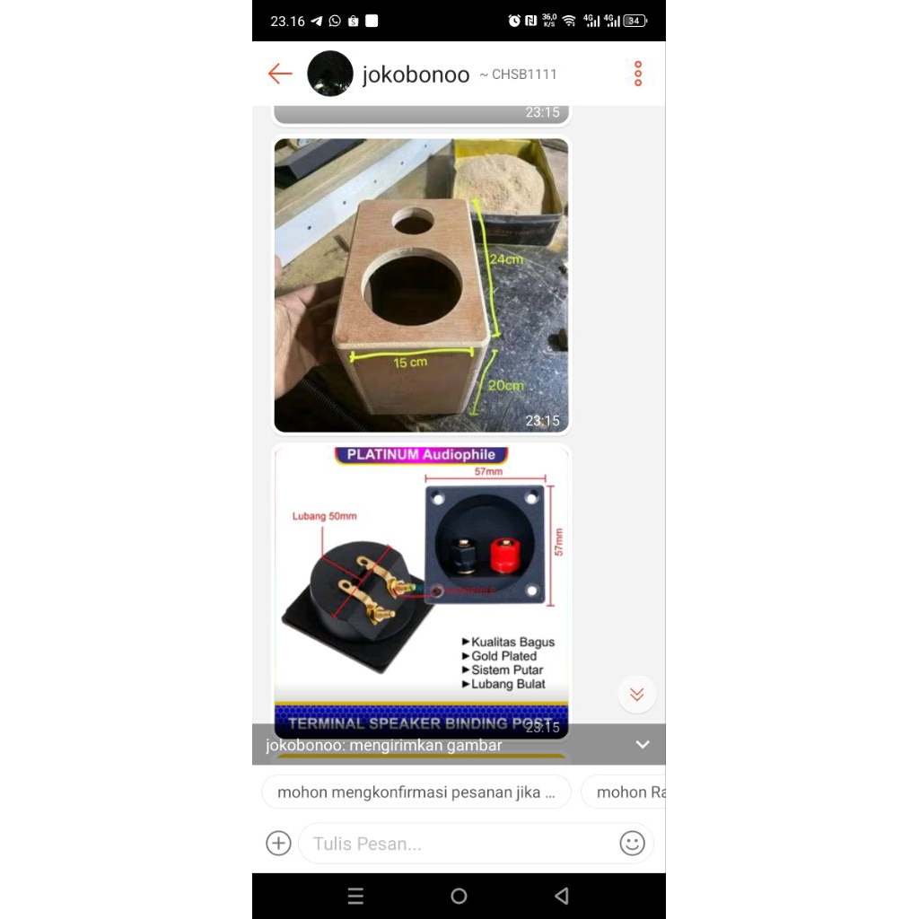 pesanan pelanggan box 4 inchi Tebal 15mm