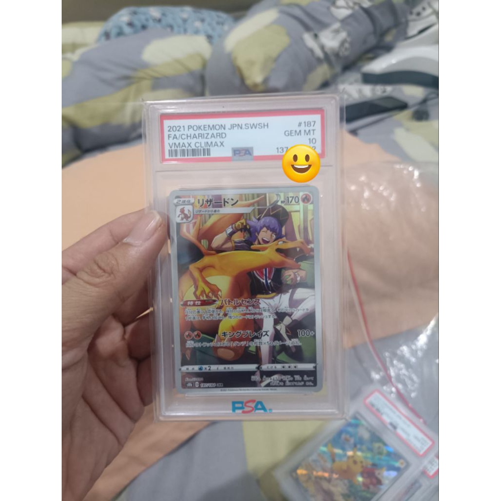 Pokemon TCG Charizard leon grading psa 10 original Kartu pokemon