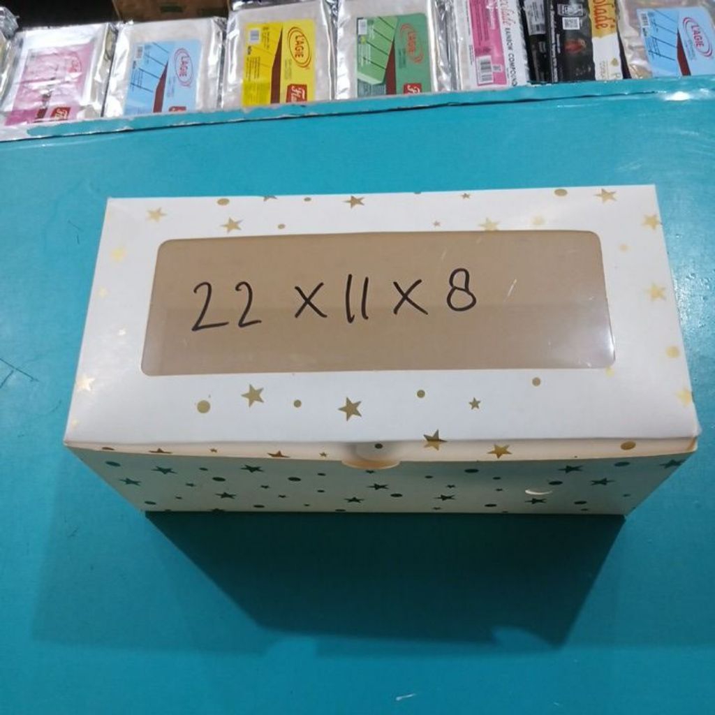 Dus Brownies Putih motif Bintang berbagai ukuran