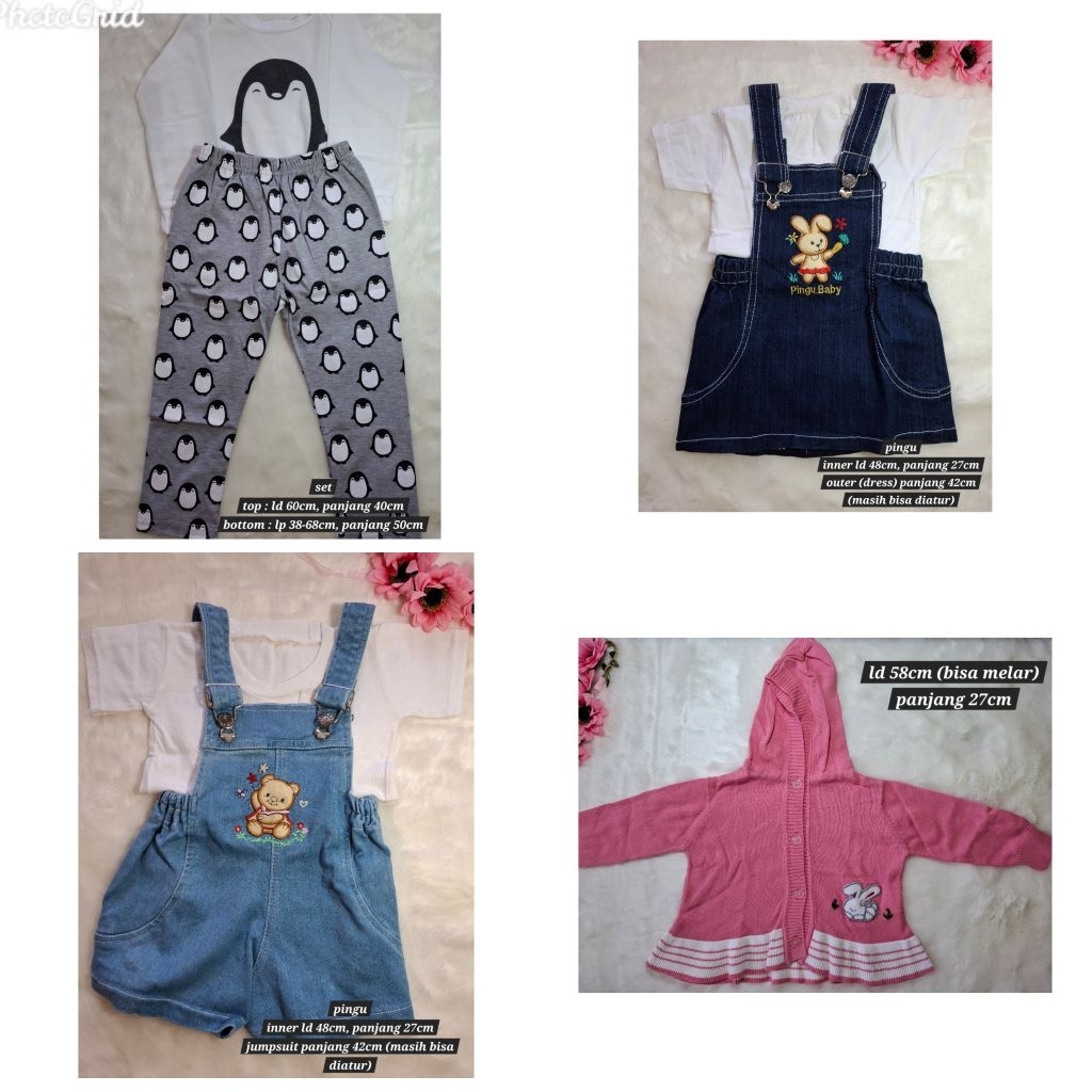 baju luaran, all over, set piyama anak perempuan. mix brand, new and preloved. set isi 4