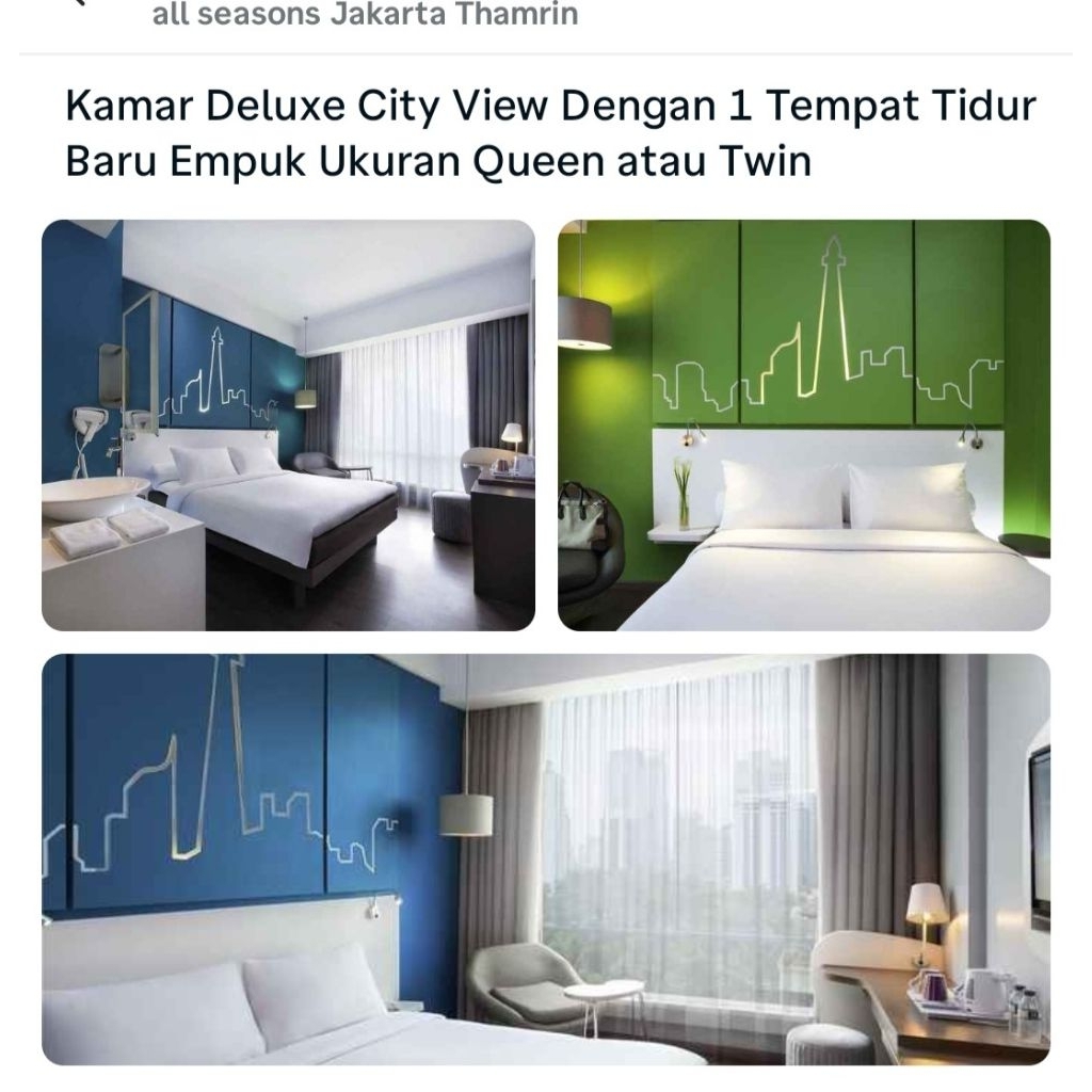 Voucher 50% off Kamar hotel All Season Jakarta Thamrin tgl 5 Juli - 6 Juli (1 malam) + sarapan 2 ora