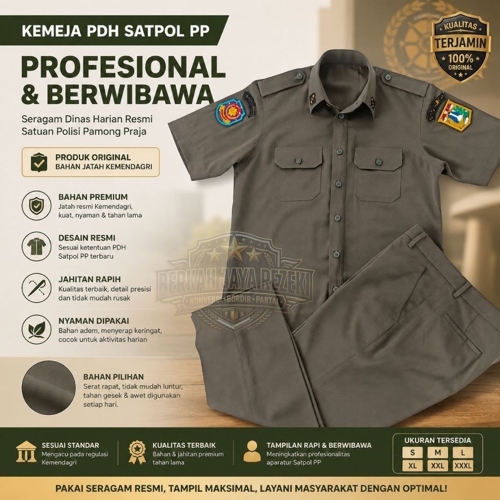 Kemeja PDH Satgas SATPOL PP Jatah/Seragam PDH Pol PP/Kemeja Satpol PP PDH Jatah Exclusive