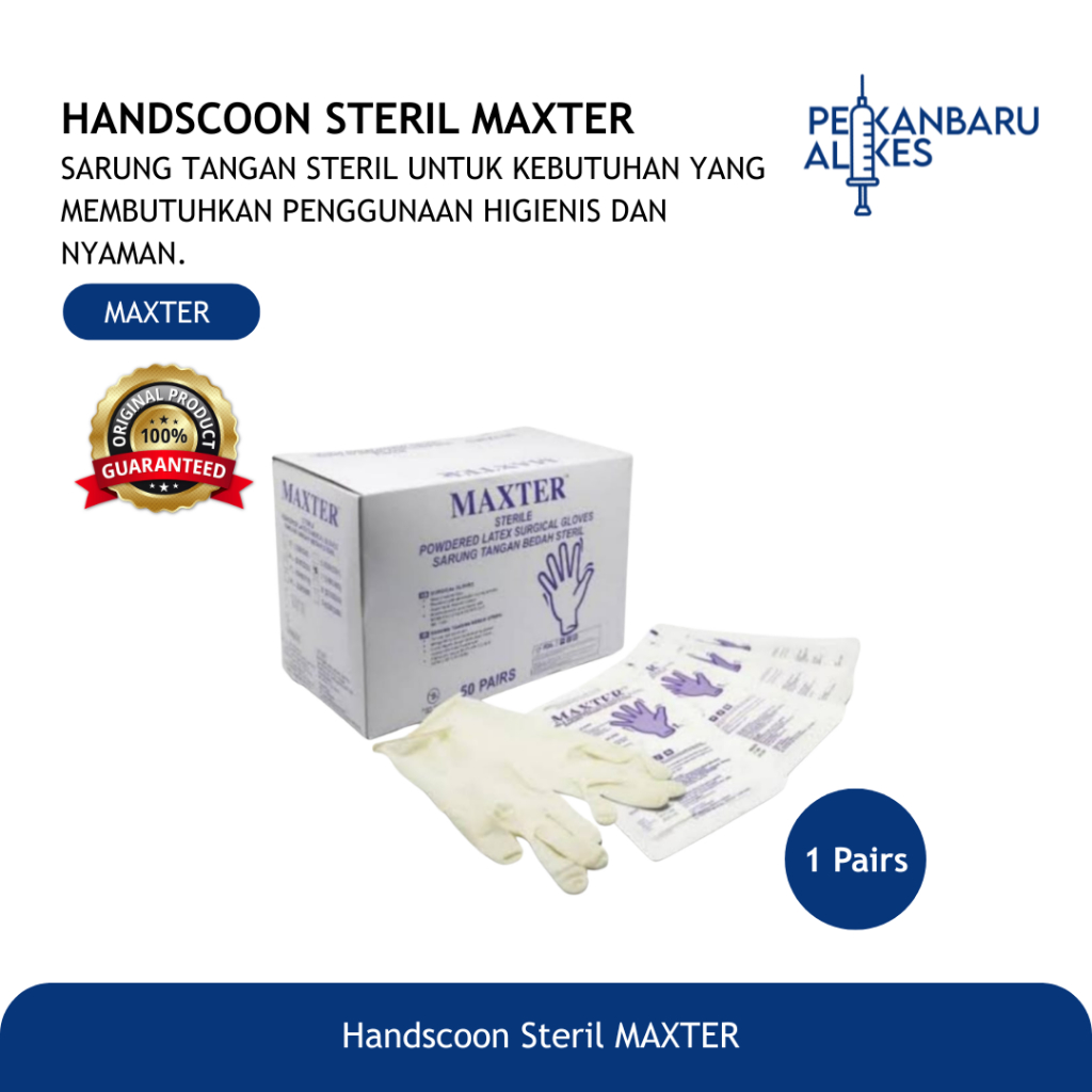 Handscoon Steril Latex Maxter Uk 8 / Sarung Tangan Steril Latex Maxter / Pekanbaru Alkes
