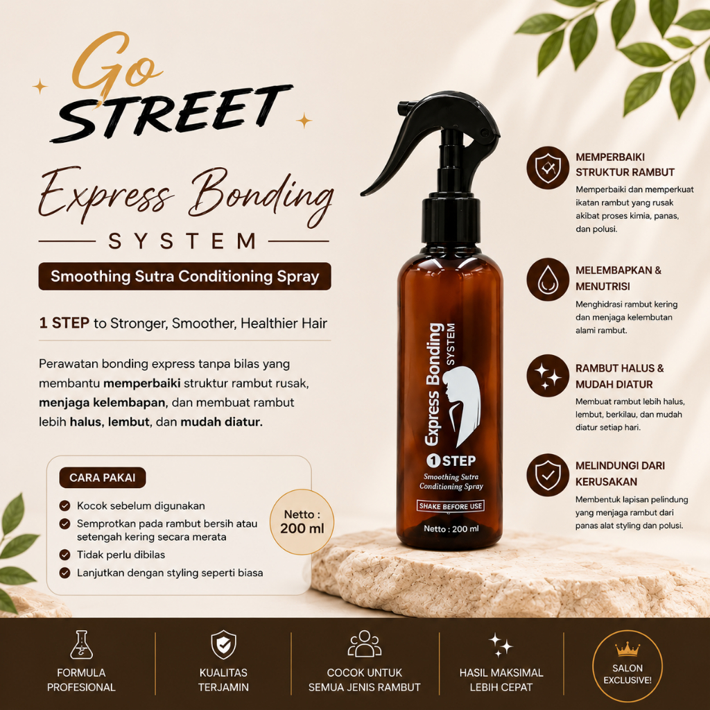 STREET Express Bonding System 1 Step 200ml – Smoothing Sutra Conditioning Spray Tanpa Bilas untuk Ra