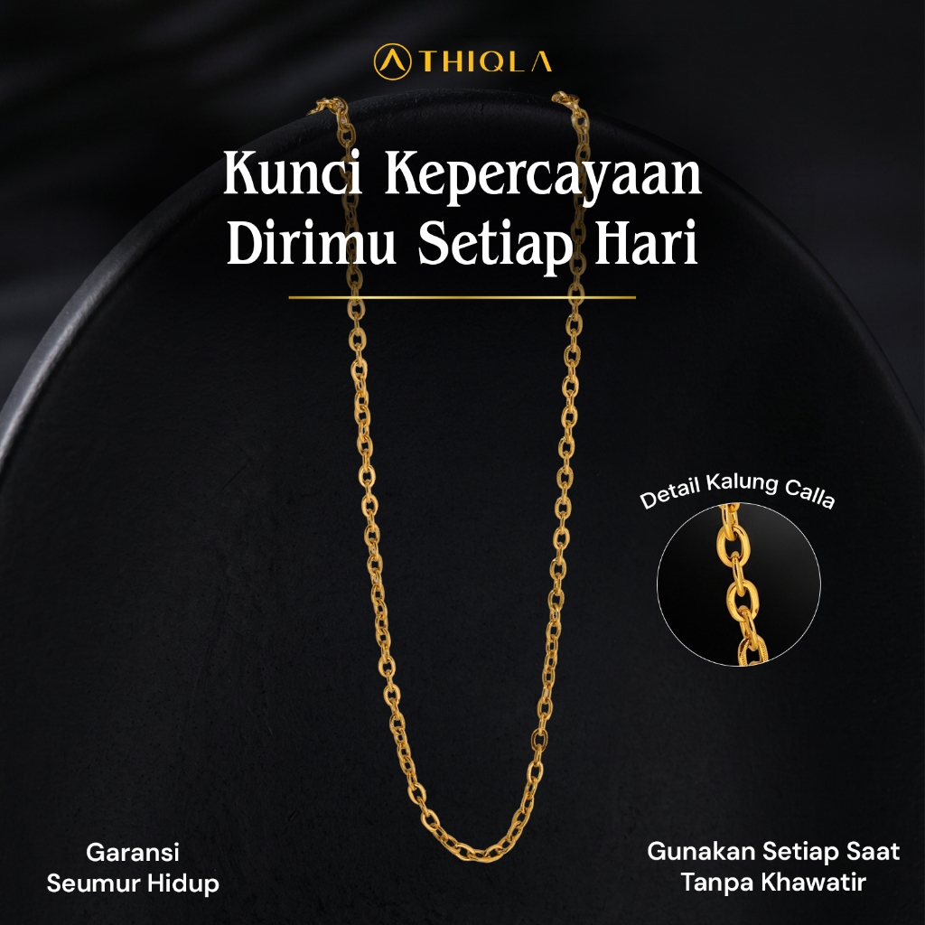 THIQLA - Kalung Rantai Kecil CALLA - Kalung Cantik Elegan Wanita & Remaja - Stainless Steel Mirip Ka