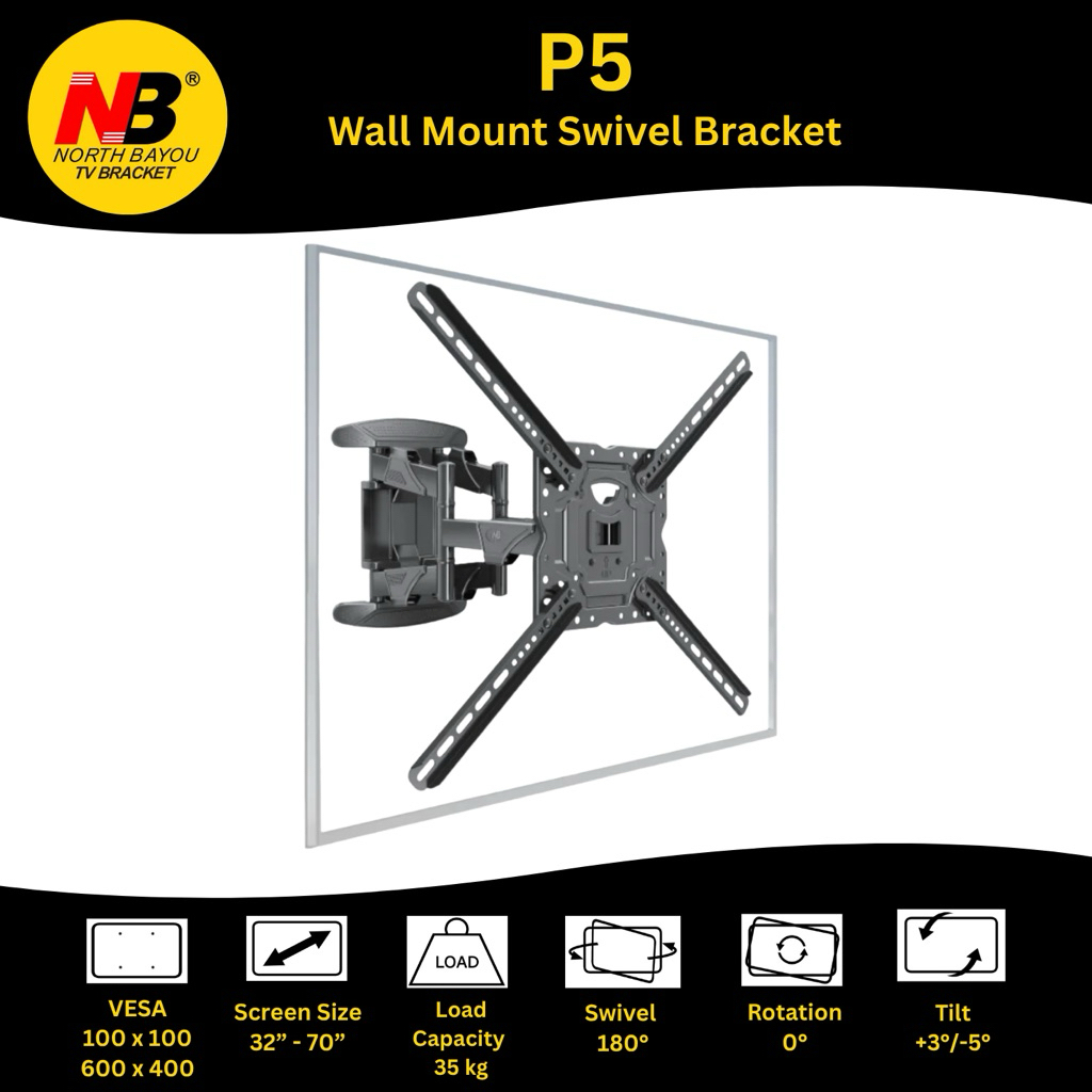 North Bayou NB P5 Bracket Swivel Wall Mount ( 32 inch to 70 inch ) For Display TV LED LCD OLED