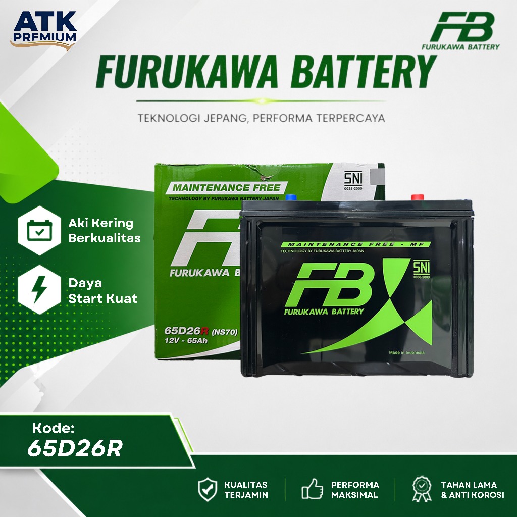 Furukawa Battery / FB Aki Mobil NS70 / 65D26R - 12V / 65Ah Aki Kering